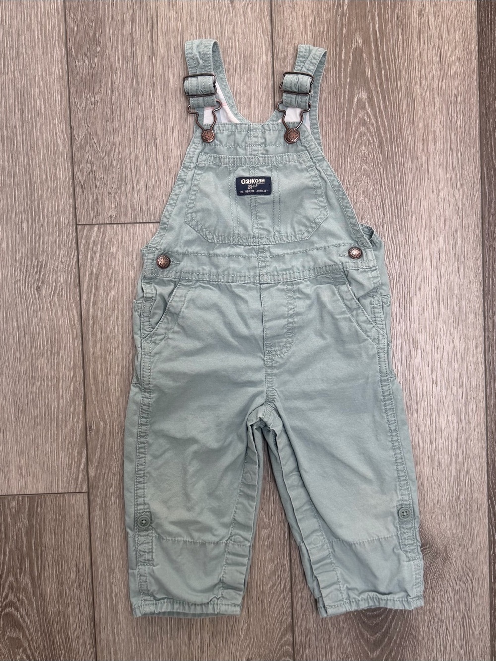 Oshkosh overall pants fold over cuffs green 18 months